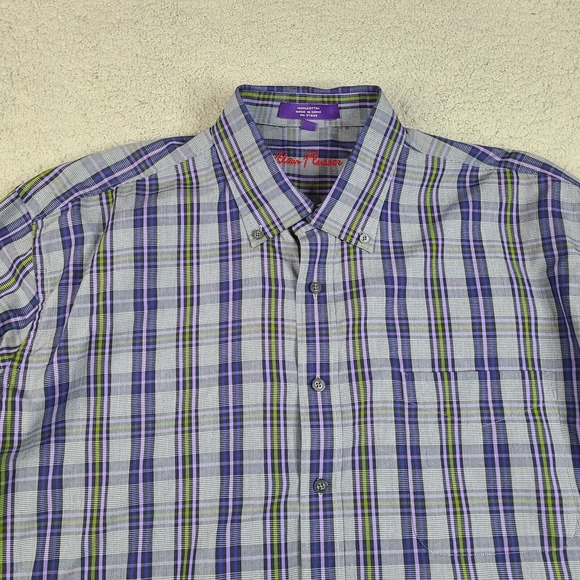 Alan Flusser Shirt Mens XL Purple Long Sleeve Button Down Cotton - Picture 3 of 14